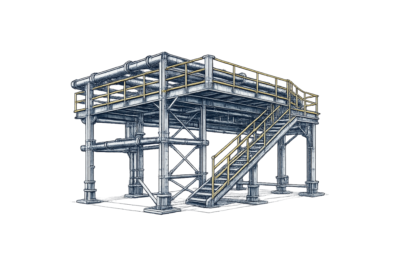 Pipe racks, plateformes & escaliers